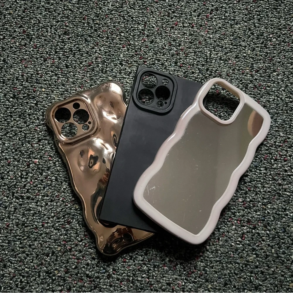 iPhone 13 Pro Max Phone Cases Bundle 3 Pack Bunch Mirror Gold Square Protective